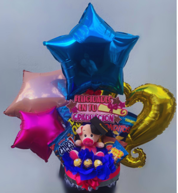 Regalo de Graduación con Peluche Rosado