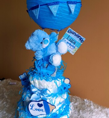 Regalo Personalizado Torta de Pañales 3 Pisos con peluche